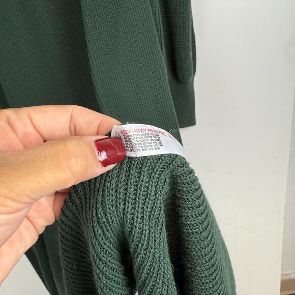 Free People Beach Long Duster Knit Cardigan Sweater Green - M - Picture 5 of 10